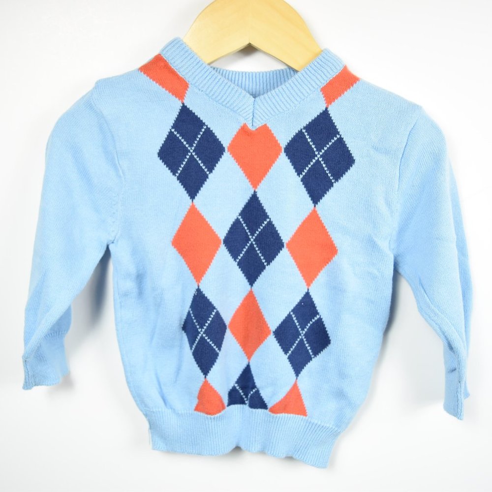 Blue argyle patterned sweater
